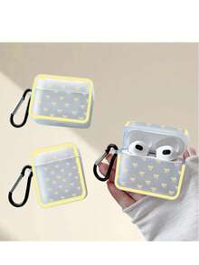A Yellow Bow Element Print Case For A Pair Of Earphones Compatible With Apple Models