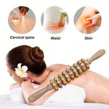 3pcs Wooden Massager Handheld Roller Trigger Point Massager For Fascia, Cellulite, Muscles And Abdomen, Body Therapy Massager, Muscle Abdomen Relief Tool, Gaya Meridian Stick Nine Fine Wheel Axle Full Body Massage Roller Beating Waist Back Massage Neck Legs Wooden Massager - Multicolor - View 3