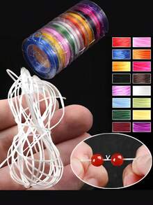 1-10 件/包彩色弹力绳，0.6 毫米粗，10 码/卷，色彩鲜艳，耐用且灵活的串珠串，适用于珠宝制作、DIY 工艺品、手链、项链