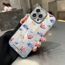 Funda para teléfono (1 unidad) con degradado de gasa multicolor, tecnología IMD Laser. Compatible con todas las series 16/15/14/13/12/11, 13/14 Pro/15 Plus/16 Pro. Incluye protector de lente. Diseño híbrido clásico a prueba de golpes. - Colores mixtos 1 - Ver 2