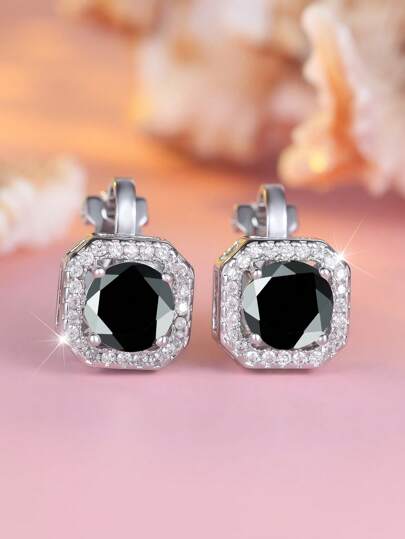 1 Par de Brincos de Argola Elegantes e Luxuosos para Mulheres - Cubic Zircônia Sintética Azul Cintilante, Haste de Cobre Sem Níquel, Adequado para Uso Diário e Ocasiões Formais, Brincos Formais | Brincos Brilhantes | Brincos de Cubic Zircônia Sintética
