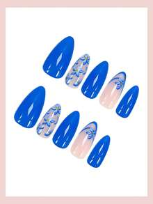 24 件杏仁形按压式假指甲套装浪漫红色法式心形图案 - 光泽效果，含 1 块果冻胶和 1 块摩擦条，适合女性派对、舞会、日常休闲和情人节佩戴，增添浪漫氛围，可拆卸和重复使用