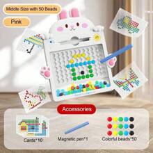 1 pieza Tablero magnético de dibujo para niños - Rompecabezas de arte de puntos coloridos con bolígrafo de estilo, juegos de clasificación de colores y juguete sensorial, forma de cangrejo y conejo, juguete educativo STEM para niños de 3 a 6 años, tableta para dibujar portátil, regalos de cumpleaños para niños y niñas