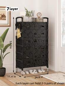 1 peça de sapateira multicamadas à prova de poeira, prateleira de armazenamento multifuncional de alta capacidade, economiza espaço, prateleira extensível para sapatos e botas plus size, com ganchos, adequada para corredor, sala de estar, quarto, varanda, garagem