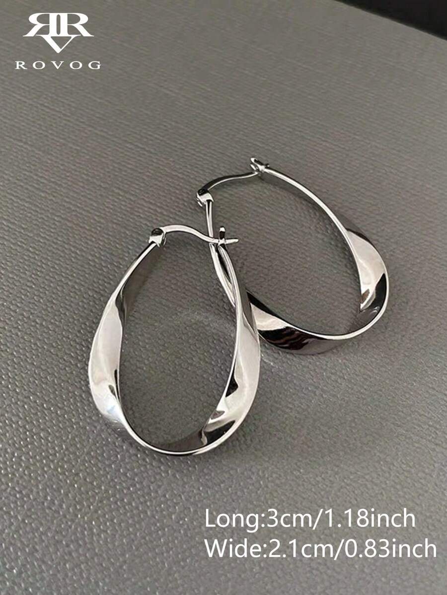 1 Pair Minimalist Mobius Ellipse Asymmetrical Geometric Niche Design Elegant Ladies Earrings Hoops