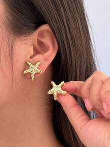 Seashell, Conch, Starfish Lightweight Luxury Beach Style Earrings For Women And Girls, Suitable For Beach Travel And Vacation - Gold - View 2