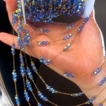 1m Fashionable Stainless Steel Bead Chain With Colorful Glass Beads, Handmade Necklace Bracelet Jewelry DIY Supplies