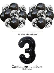 بالونات لاتكس مخصصة باللونين الأسود والأزرق 32 بوصة مع بريق، مناسبة لعيد الميلاد، الزفاف، عرض الأطفال، عيد الحب، حفلة العزوبية، موضوع الطيران، حفل عيد الميلاد ، خطوبة العروس، ديكور عيد ميلاد، ذكرى سنوية، رأس السنة الجديدة، عارض الأطفال ، التخرج، الخطوبة، تزيين حفلات الزفاف