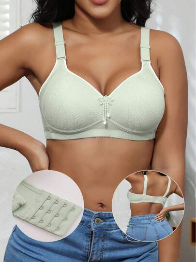 Sutiã feminino com decoração de renda, sem aro, cobertura total e conforto