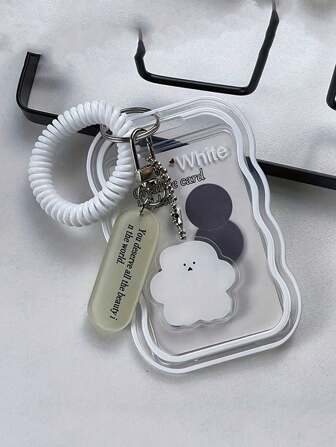 3-Inch ID Protective Cover Transparent Acrylic Spring Wristband Card Holder,Transparent Wave-Shaped Photocard Holder,Lightweight Durable Keychain Pendant With Spring Attachment ,Cute Accessory For Everyday Use