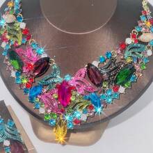 4pcs Women Jewelry Set: Necklace, Earrings, Bracelet, Fashion Rhinestone Elegant Accessory, Suitable For Wedding, Party, Formal Occasions