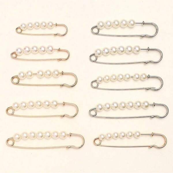 1pc Women Faux Pearl Decor Collar Brooch