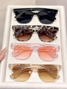 3/4pcs Women Round Plastic Frame All-Match Elegant Casual Street Style Personalized Glasses Combination For Street-Photography, Tropical Beach Vacay, Going Out Outfit, Outdoor Casual Activities Fashion Accessories - 彩色 - 查看 8
