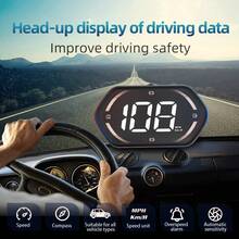 GPS Speedometer Car HUD Digital Speedometer For Car Head Up Display KM/H MPH Compass Direction USB Cable Plug & Play Over Speed Alert For All Vehicle - Multicolor - View 4