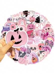 100pcs - Pink Halloween Graffiti Stickers Decoration, Guitar Notebook Luggage DIY Waterproof Stickers, Holiday Gifts, Party Gifts, Halloween Gifts, Home Decoration, Car Decoration, Bedroom Decoration