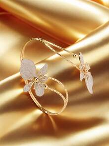 1pc Fashionable, Elegant Geometric Line Pattern, 3D Flower Adjustable Anklet/Foot Chain, Suitable For Daily Wear, Party, Vacation, Gathering - White - View 3