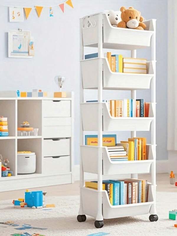 Chariot roulant multifonctionnel à 3/4/5 étages avec roues, objet de rangement, objet d'organisation d'espace, rangement de cosmétiques, roues universelles pour un déplacement facile, compact et pratique pour gagner de l'espace, organisateur multi-couches, rack de rangement amovible et combiné, chariot de rangement en plastique roulant avec roues, usage polyvalent pour la cuisine et le bureau