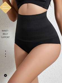 1pc Sports Rubber Slimming Body Shaping Pants, Women High Waist Slimming Belt Body Shaping Pants - Black - View 8