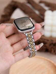 1pc Women's Thin Stainless Steel Watch Band, Compatible With Apple Watch Series 11/10/9/8/7/6/5/4/3/2/1, Size 38mm/40mm/41mm/42mm/44mm/45mm/46mm/49mm, Suitable For Ultra 1/2/3/SE, Replaceable For Original Strap, Best Gift For Girlfriend, Friends And Family On Valentine's Day, Birthday And Mother's Day (Strap Only) - Gold - View 5