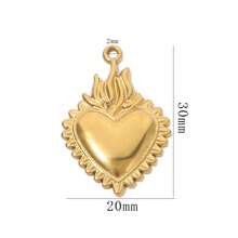 1件 304不锈钢镀18K金极简镂空蕾丝心形吊坠，女士不锈钢吊坠DIY配件 - 彩色 - 查看 38