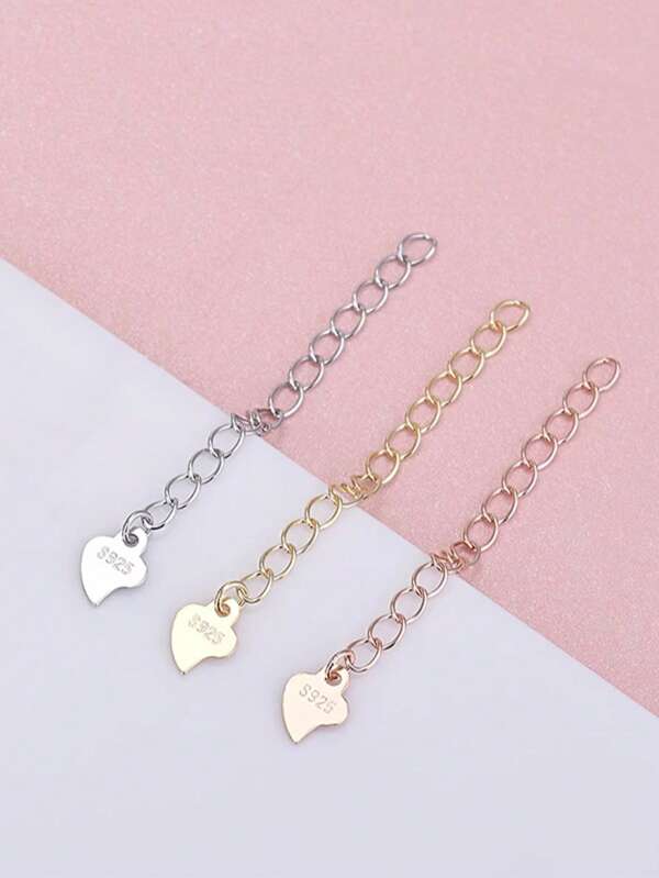 Cadena extensora en forma de corazón de plata S925 DIY, cadena de expansión para pulsera, collar, accesorios de joyería, accesorios creativos