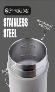 BlenderBottle Sport Insulated Stainless Steel Shaker Bottle With Wire Whisk, 24-Ounce, Black – Protein Shakes &Amp; Hydration For Athletes &Amp; Fitness Enthusiasts, Easy Mixing, Keeps Drinks Cold, Lockable Lid - Xám - Xem 3