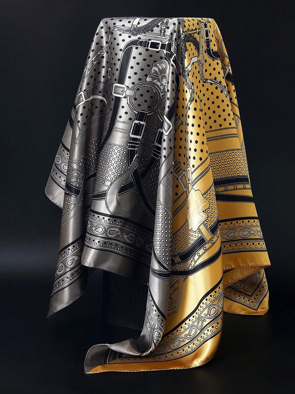 1pc Boho Style Paisley Pattern Print 90cm Square Scarf, Versatile Bandana For Women, Suitable For Casual & Fashionable Outdoor Wear, Headband, Shawl, Wind & Sun Protection