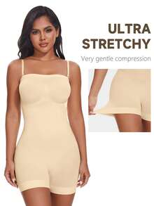 Anti Chafing Strapless Shapewear Bodysuit Women Tummy Control Smooth Body Shaper With Removable Straps Multiway Tube Tops - Màu be - Xem 5