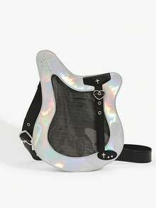 1 件时尚激光贝斯图案女孩单肩包，动漫风格可爱吉他包，甜美酷炫设计 - 彩色 - 查看 9