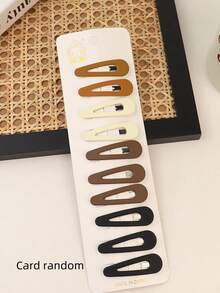 10个装女士简约磨砂方形和水滴形发夹，适合日常佩戴，休闲爪夹，发卡，学生用品，发饰，头部饰品，发夹 - 彩色 - 查看 6