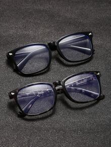 1pc Unisex Round Frame Y2K Futuristic Clear Lens Glasses - Multicolor - View 15