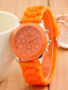1pc Fashionable And Casual Silicone Quartz Wristwatch For Ladies, Comfortable Silicone Strap, Suitable For Daily Casual Wear And Is An Ideal Gift Choice - Multicolor - View 21