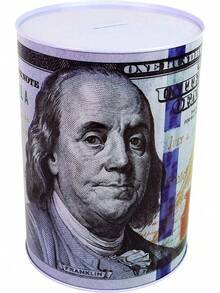 Hucha con billete de 100 dólares, de 5 7/8" de alto, para ahorrar monedas y dinero, con la imagen de , lata de monedas (1 paquete, 5 7/8" X 4") - 1 - Ver 6