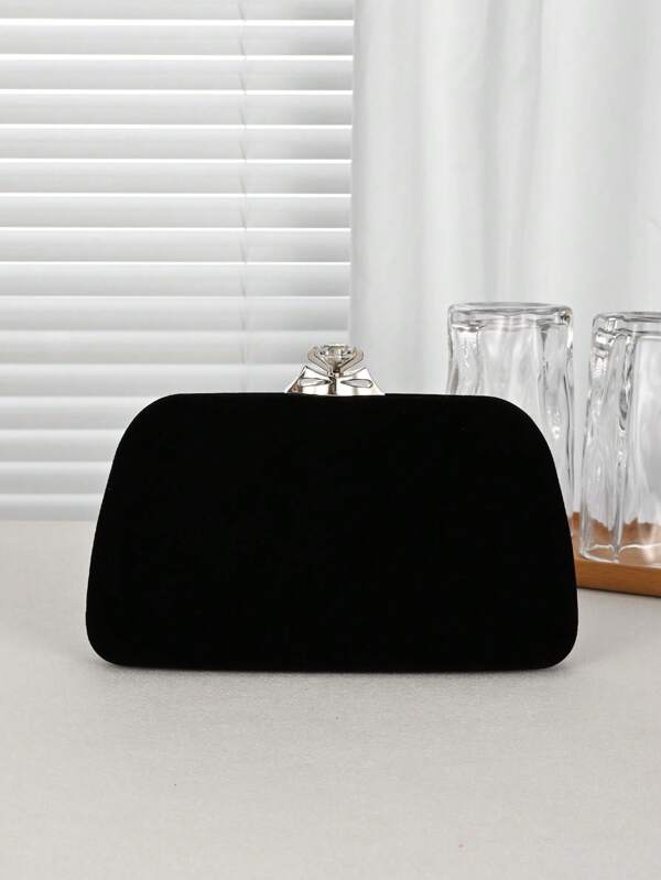 Retro Velvet Evening Clutch, Fashionable & Elegant Ladies Handbag With Metal Chain Strap - Suitable For Parties, Romantic Weddings, Casual And Formal Occasions, Ideal Gift For Women, Valentine's Day