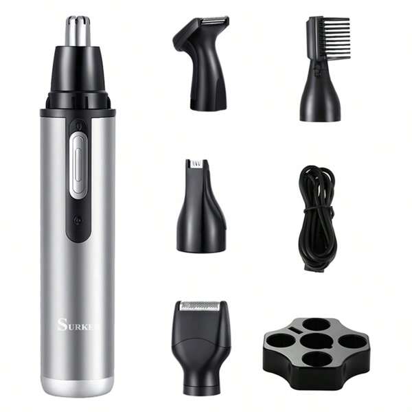 1pc USB Rechargeable Nose & Ear Hair Trimmer, 5-In-1 Grooming Kit, Portable Mini Nose Hair Clipper