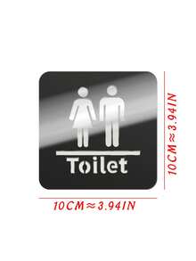 1pc 10cm Glossy Acrylic Wall Stickers, Bathroom Signage Mirror Stickers, Home Decor Wall Decals, Toilet Indicator Sign,For School Supplies,Back To School - Multicolor - View 7