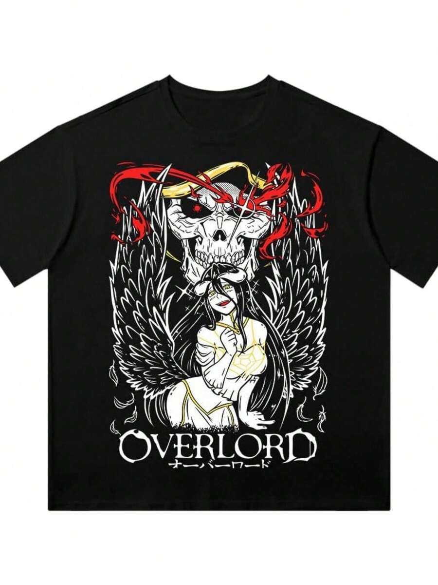 Albedo Overlord Vintage 90s Merch T-Shirt Merch Men Short Sve Women Funny Overlord Tee Uni Haruku Tops - 黑3 - 查看 1
