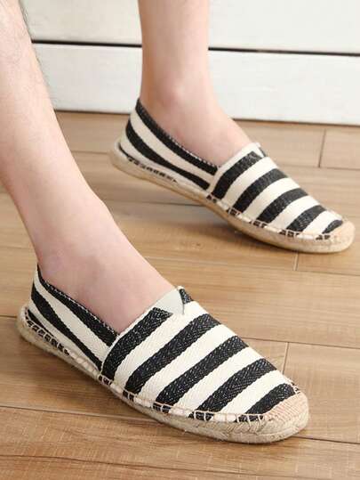 2025 Summer Striped Fashionable Canvas Shoes, Breathable Odor-Resistant Linen Sole Woven Shoes, Durable Non-Slip Fisherman Shoes, Slip-On Slouchy Shoes, Old Beijing Cloth Shoes (This Style Has A Narrow Toe Box, So Customers With Wide Feet Are Advised To Size Up. The Rope Soles Are Relatively Stiff, And The Handmade Shoes Have A Relatively Rough Workmanship)