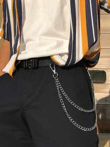 1pc Vintage Punk Hiphop Style Denim Chain Waist Chain, Versatile Accessory For Men & Women, Casual Daily Wear Or Gift