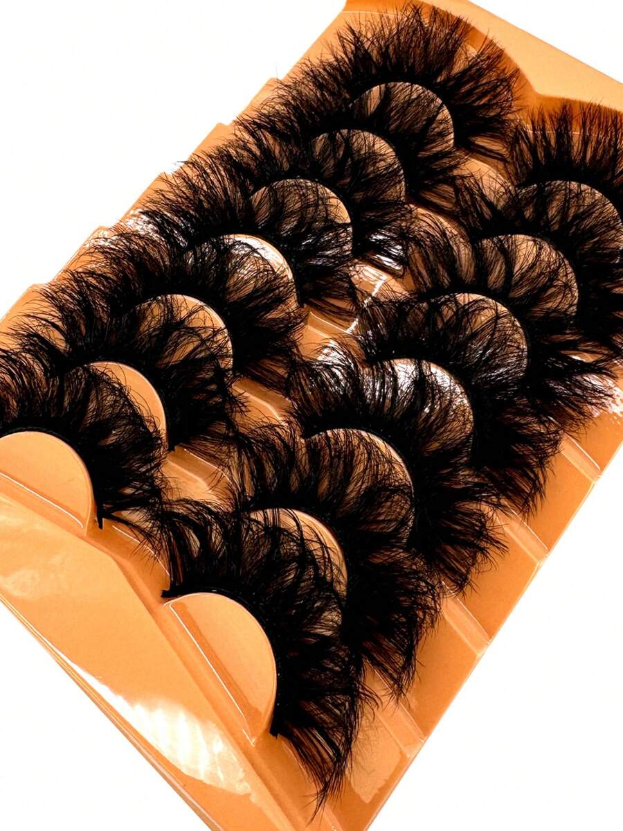 7 Pairs Mixed False Eyelashes Set, Looking Natural Faux Mink Lashes Include Cat Eye, Fluffy 3D Mink, Striped Styles - màu đen - Xem 1