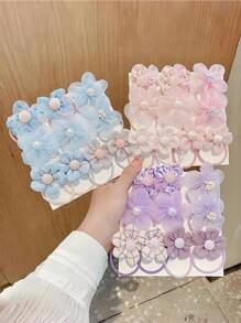 10/20/30/40 件彩色多巴胺花发带，手工发带，高弹力马尾辫夹，不伤发松紧带，可爱发绳，适合家庭、学校、旅行、海滩派对。 - 彩色 - 查看 7