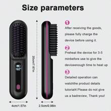 Portable Wireless Hair Straightener With 3 Temperature Settings, Fast Heat-Up, Compact Design For Travel, USB-C Charging, Long Battery Life, Travel Hair Straightener | Sleek Device Design | Hair Tool, Mini Hair Straightener