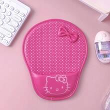 Sanrio 适用于 Hello Kitty 粉色可爱办公桌配件仿皮鼠标垫 2 种款式可选，配有凝胶腕托办公鼠标垫 符合人体工程学的游戏桌垫腕托设计游戏垫橡胶底座适用于笔记本电脑青少年女孩装饰