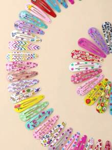40pcs 's Print Bb Clip Crushed Hairpin Girl Bangs Clip Does Not Hurt Hair Hairpin Clip Headwear Little Girl Hair Accessories, School Stuff