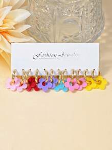 2pcs-12pcs Set Women Elegant Unique Design Colorful Acrylic Floral Drop Earrings