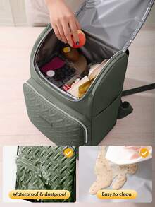 Esta mochila aislada de 17L es gruesa, de moda y tiene una gran capacidad, lo que la convierte en una opción ideal para acampar y ir de picnic. Es impermeable y a prueba de fugas, con un forro de tela Oxford, cierre de cremallera, correas ajustables para los hombros y disponible en varios colores. Es una opción práctica para el nuevo año escolar. - Verde - Ver 5