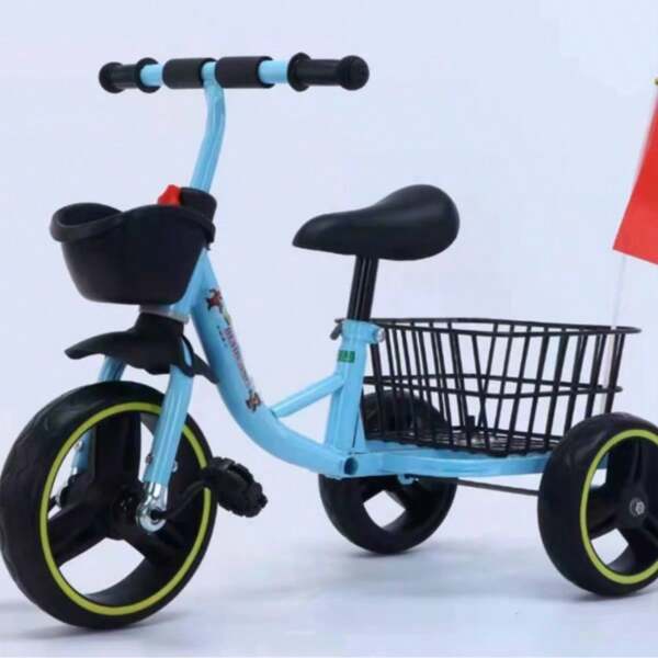Tricycle - Tricycle à pédales / Tricycle jaune avec panier à l'arrière (couleur aléatoire)