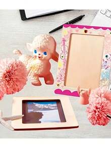 Kit DIY pentru rame foto cu 21 de bucăți, inclusiv 5 rame foto din lemn nefinisate, 12 mini pixuri acuarelă și 4 autocolante cu diamante din cristal, rame foto personalizate, decor pentru casă cu rame din lemn, artizanat DIY, potrivit pentru familii, decorarea casei, Ziua Recunoștinței, Crăciun, ziua de naștere, cadouri de sărbători