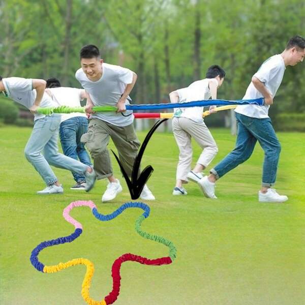 1pc North-South-East-West Run Relay Ring, Colorful Elastic Rope, Interesting Sports Game Props For Family And Team Building Activities