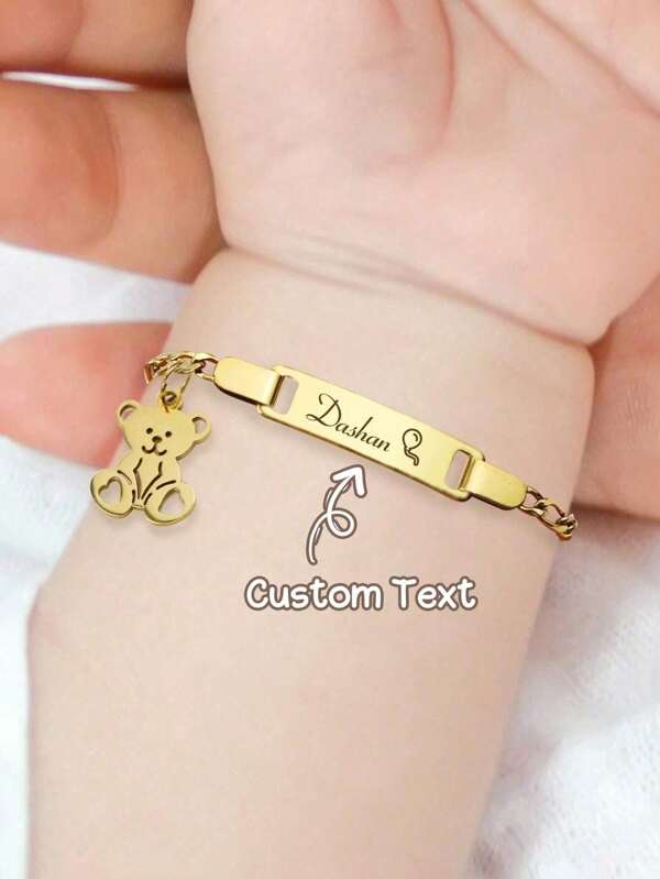Pulsera personalizada con nombre para niños, colgante con forma de corazón de moda DIY como regalo de cumpleaños, joyería adorable para bebés, pulsera de acero inoxidable hipoalergénica para niños, regalo creativo para volver a la escuela (adecuado para niños y niñas), regalo del Día de San Valentín